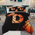 thumbnail image 1 of Homewish Cartoon Basketball Boys Bedding Comforter Set, Black Orange Monogrammed D Twin Comforter Sets, Modern Ball Sports Player Reversible Bedding Set, Lightweight Room Decor, 2pcs, 1 of 8