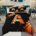 thumbnail image 1 of Homewish Cartoon Basketball Boys Bedding Comforter Set, Black Orange Monogrammed A Twin Comforter Sets, Modern Ball Sports Player Reversible Bedding Set, Breathable Home Decor, 2pcs, 1 of 8