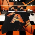 thumbnail image 1 of Homewish Cartoon Basketball Sports Bedding Comforter Set for Kids Boys, Black Orange Monogrammed A Twin Comforter Sets, Black Player Reversible, 2pcs, 1 of 7