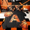 thumbnail image 1 of Homewish Cartoon Basketball Boys Twin Bedding Sets 7-Piece, Black Orange Monogrammed A Bedding Comforter Set, Modern Ball Sports Player Reversible Sheet Sets, Breathable Home Decor, 1 of 8