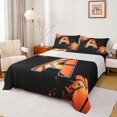 thumbnail image 1 of Homewish Cartoon Basketball Boys Twin Sheet Sets, Black Orange Monogrammed A Twin Fitted Sheet, Modern Ball Sports Player Flat Sheet, Breathable Home Decor, 3pcs, 1 of 7