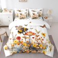 thumbnail image 1 of Homewish Cartoon Bee Animal Bedding Comforter Set 7-Piece for Kids, Mushroom Plant Botanical King Bedding Sets, Orange Groovy Floral Reversible Bed Sheets, Super Cozy Room Decor, 1 of 7