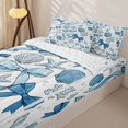 thumbnail image 1 of Homewish Cartoon Blue Bowknot Girls Zipper Full Size Comforter Sets with Fitted Sheet and 2 Pillowcases, Marine Sealife Seashell Zipper Bedding Set, Reversible, 4 Pieces, 1 of 4