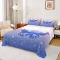 thumbnail image 1 of Homewish Cartoon Blue Butterfly Bed Sheets, Dreamy Stars Galaxy Moon King Sheets, Kawaii Animal Sheet Set, Breathable Home Decor, 4pcs, 1 of 7