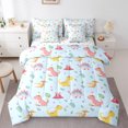 thumbnail image 1 of Homewish Cartoon Blue Dinosaur Twin Bedding Sets 7-Piece, Kawaii Animal Lover Bedding Comforter Set, Leaf Plant Botanical Reversible Sheet Sets, Ultra Soft Bedroom Decor, 1 of 7