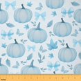 thumbnail image 1 of Homewish Cartoon Blue Pumpkin 01 for Teens, Bow-tie Leaf Plant Room Decor Fabric by the Yard, Happy Autumn Theme Sewing Fabric, Breathable Home Decor, 1 of 6
