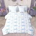 thumbnail image 1 of Homewish Cartoon Blue Ribbon Twin Bedding Sets 7-Piece, Dreamy Butterfly Animal Bedding Comforter Set, Teen Kid Girl Women Reversible Sheet Sets, Lightweight Room Decor, 1 of 7