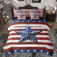 thumbnail image 1 of Homewish Cartoon Blue Stars Bedding Comforter Set 7 Pieces for Kids, Red Stripes Line Full Bedding Set, Vintage American Flag Reversible Fitted Sheet Flat Sheet, Super Cozy Room Decor, 1 of 7