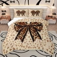 thumbnail image 1 of Homewish Cartoon Bow Knot Queen Comforter Set,Leopard Print Bowtie Bedding Sets,Brown Black Bedding Comforter Set For Kids,Breathable Home Decor Reversible,3 Pieces, 1 of 8
