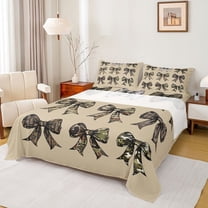 Homewish Cartoon Bow Knot Twin Sheet Sets,Vintage Camo Pattern Twin Fitted Sheet,Green Brown Flat Sheet For Boys Girls,Breathable Home Decor,3-Piece