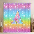thumbnail image 1 of Homewish Cartoon Bowknot Monogrammed Black Out Curtains, Initial A Letter Curtains Pack of 2 (42x63 Each), Glitter Stars Rainbow Bedroom Curtains, Blackout Curtains Bedroom Decor, 1 of 6
