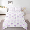 thumbnail image 1 of Homewish Cartoon Bowtie Bowknot Full Size Comforter Sets,Cute Ribbon Bow Bedding Comforter Set,Purple White Bedding Sets For Girl Teens,Luxury Bedroom Decor,3 Pieces, 1 of 9