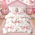 thumbnail image 1 of Homewish Cartoon Bowtie Ribbon 7-Piece Twin Bedding Sets,Rustic Flower Floral Bedding Comforter Set,Pink White Sheet Sets For Girls Kids,Ultra Soft Home Decor Reversible, 1 of 8