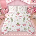 thumbnail image 1 of Homewish Cartoon Butterflies Bedding Comforter Set,Rustic Plant Leaves Twin Comforter Sets,Pink White Green Bedding Set For Girl Teens,Breathable Home Decor Reversible,2-Piece, 1 of 8