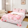 thumbnail image 1 of Homewish Cartoon Butterflies Unicorn Twin Sheet Sets 3pcs for Preppy Child,Dance Ballet Princess Twin Fitted Sheet Microfiber,Pink Floral Rose Bow Knot Breathable Flat Sheet, 1 of 7