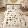 thumbnail image 1 of Homewish Cartoon Butterfly Ladybug Bedding Comforter Set 7 Pieces, Cute Animal Insect Full Bedding Set, Princess Wheat Cartoon Reversible Fitted Sheet Flat Sheet, Microfiber Bedroom Decor, 1 of 7