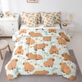 thumbnail image 1 of Homewish Cartoon Capybara 7-Piece Twin Bedding Sets for Preppy Children Kids,Kawaii Animal Bedding Comforter Set,Chic Floral Flowers Breathable Sheet Sets,Microfiber Bedroom Decor,Reversible, 1 of 8
