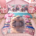 thumbnail image 1 of Homewish Cartoon Capybara Rodent 7-Piece Twin Bedding Sets,Rustic Lotus Flower Bedding Comforter Set,Pink Brown Sheet Sets For Girls Kids,Super Cozy Room Decor Reversible, 1 of 8