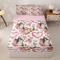 thumbnail image 1 of Homewish Cartoon Cat Animal Zipper Full Size Comforter Sets with Fitted Sheet and 2 Pillowcases, Pink Love Heart Zipper Bedding Set, Pink Reversible, 4-Piece, 1 of 6