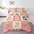 thumbnail image 1 of Homewish Cartoon Cat Animals Checkered Queen Comforter Set,Pink Flowers Comforter Sets Queen,Pink Reversible,3pcs,1 Comforter and 2 Pillowcases, 1 of 7
