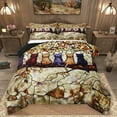 thumbnail image 1 of Homewish Cartoon Cat Kitten Queen Comforter Set,Retro Glass Artwork Bedding Sets,Brown Beige Bedding Comforter Set For Girls Teens,Microfiber Bedroom Decor Reversible,3-Piece, 1 of 8