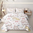 thumbnail image 1 of Homewish Cartoon Cats Bed Spread Queen,Kawaii Bow Stars Queen Coverlet Set,Yellow White,3-Piece, 1 of 7