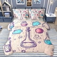 thumbnail image 1 of Homewish Cartoon Chemical Experiment Bedding Comforter Set 7pcs, Kawaii Blue Cloud Queen Bedding Sets, Square Lines Buffalo Reversible Queen Sheet Sets, Lightweight Room Decor, 1 of 7