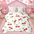 thumbnail image 1 of Homewish Cartoon Cherry 7-Piece Bedding Comforter Set,Sweet Cherries King Bedding Sets,Red White Green Bed Sheets For Girl,Microfiber Bedroom Decor Reversible, 1 of 9
