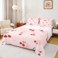 thumbnail image 1 of Homewish Cartoon Cherry Fruit Bed Sheets for Girl, Cute Polkadots Print King Sheets, Kawaii Pink Princess Style Sheet Set, Breathable Home Decor, 4pcs, 1 of 7