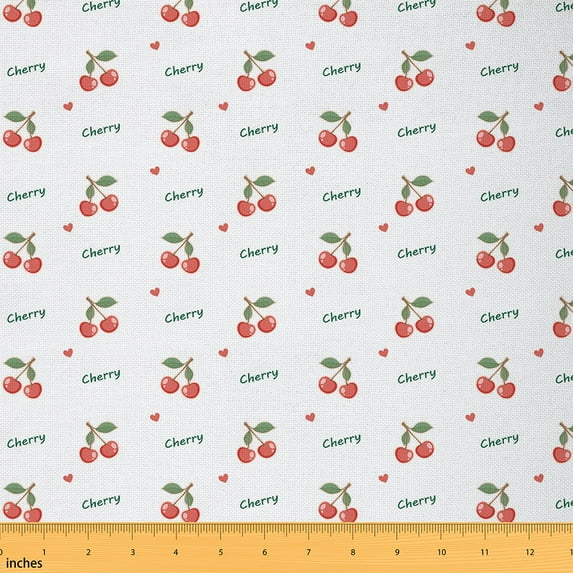 Homewish Cartoon Cherry Fruit Fabric by the Yard 2 Yards, Kawaii Love Heart Sewing Fabric, Teens Boys Girls Kids Fabric for Sewing, Lightweight Room Decor