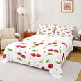 thumbnail image 1 of Homewish Cartoon Cherry Twin Sheet Sets,Sweet Cherries Twin Fitted Sheet,Red White Green Flat Sheet For Girl,Microfiber Bedroom Decor,3-Piece, 1 of 7