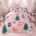 thumbnail image 1 of Homewish Cartoon Christmas Kitten Queen Comforter Set,Girls Xmas Gifts Bedding Sets,Happy New Year Bedding Comforter Set For Girls Kids,Luxury Bedroom Decor Reversible,3pcs, 1 of 8