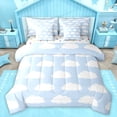 thumbnail image 1 of Homewish Cartoon Cloud Bedding Comforter Set 7-Piece for Preppy Child Kids,Blue White King Bedding Sets,Dreamy Princess Ultra Soft Bed Sheets,Luxury Bedroom Decor,Reversible, 1 of 8