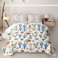 thumbnail image 1 of Homewish Cartoon Cowboy Boots Quilt King,Flowers Cactus King Coverlet Set,Blue Green,3 Pieces, 1 of 7