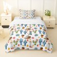thumbnail image 1 of Homewish Cartoon Cowboy Boots Twin Comforter Sets,Flowers Cactus Bedding Set,Blue Green,Reversible,2 Pieces,1 Comforter and 1 Pillowcase, 1 of 7