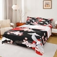 thumbnail image 1 of Homewish Cartoon Crane Animal Bed Sheets, Japanese Cherry Blossoms King Sheets, Tokyo Cloud Sun Sheet Set, Breathable Home Decor, 4pcs, 1 of 7
