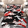 thumbnail image 1 of Homewish Cartoon Crane Animal Bedding Comforter Set, Japanese Cherry Blossoms Twin Comforter Sets, Tokyo Cloud Sun Reversible Bedding Set, Breathable Home Decor, 2pcs, 1 of 8