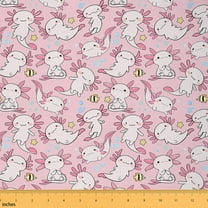 Homewish Cartoon Cute Axolotl Fabric by the Yard 1 Yard for Girls, Ocean Marine Fish Room Decor Fabric by the Yard, Dreamy Stars Print Sewing Fabric, Luxury Bedroom Decor