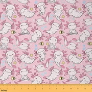 Homewish Cartoon Cute Axolotl Fabric by the Yard 2 Yards for Girls, Ocean Marine Fish Sewing Fabric, Dreamy Stars Print Fabric for Sewing, Luxury Bedroom Decor
