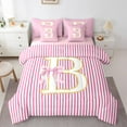 thumbnail image 1 of Homewish Cartoon Cute Monogrammed Bedding Comforter Set 7pcs, Pink Bow-tie Letter B Queen Bedding Sets, Teens Kids Girls Reversible Queen Sheet Sets, Breathable Home Decor, 1 of 7