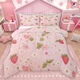 thumbnail image 1 of Homewish Cartoon Cute Strawberry Full Size Comforter Sets, Pink Cherry Blossoms Bedding Comforter Set, Teens kids Girls Women Reversible Bedding Sets, Ultra Soft Bedroom Decor, 3 Pieces, 1 of 8