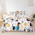 thumbnail image 1 of Homewish Cartoon Dachshund Bedding,Cherry Blossom Duvet Cover Full,White,Polkadot Reversible,3 Pieces,1 Duvet Cover and 2 Pillowcases, 1 of 6