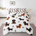 thumbnail image 1 of Homewish Cartoon Dachshund Dog Queen Comforter Set,Pet Themed Comforter Sets Queen,White,Reversible,3 Pieces,1 Comforter and 2 Pillowcases, 1 of 7