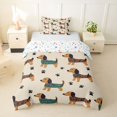 thumbnail image 1 of Homewish Cartoon Dachshund Twin Duvet Cover,Cute Dog Paw Prints Twin Bedding,Brown,Colorful Stars Reversible,2pcs,1 Duvet Cover and 1 Pillowcase, 1 of 6