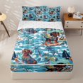 thumbnail image 1 of Homewish Cartoon Dachshund Zipper Twin Comforter Sets with Fitted Sheet and 2 Pillowcases,Surfboard Ocean Wave Zipper Bedding Set,Blue,Palm Tree Decor,Reversible,4pcs, 1 of 8