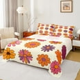 thumbnail image 1 of Homewish Cartoon Daisy Full Size Sheets,Retro Flower Bed Sheets,Beige Orange Sheet Sets For Girls Kids,Breathable Home Decor,4pcs, 1 of 7