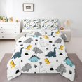 thumbnail image 1 of Homewish Cartoon Dino Queen Comforter Set,Jungle Wildlife Comforter Sets Queen,White,Light Gray Reversible,3-Piece,1 Comforter and 2 Pillowcases, 1 of 7