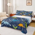 thumbnail image 1 of Homewish Cartoon Dino Queen Sheets For Kids Boys,T-Rex Triceratops Queen Sheet Sets,4 Pieces,1 Flat Sheet, 1 Fitted Sheet and 2 Pillowcases, 1 of 6