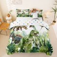 thumbnail image 1 of Homewish Cartoon Dinosaur Duvet Cover Queen,Green Plants Queen Bedding,Jungle Wildlife Decor,Polkadot Reversible,3-Piece,1 Duvet Cover and 2 Pillowcases, 1 of 6
