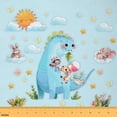 thumbnail image 1 of Homewish Cartoon Dinsaur Fabric by the Yard 3 Yard,Blue Wild Animal Sewing Fabric,Zoo Animal Rabbit Giraffe Room Decor Fabric by the Yard For Boys Kids Microfiber Bedroom Decor, 1 of 6